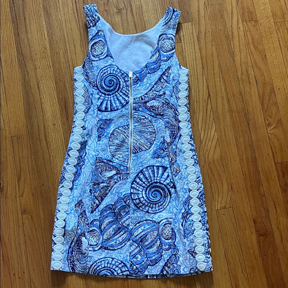 Lilly Pulitzer Blue and White Shell Print Mini Dress - Picture 2 of 2